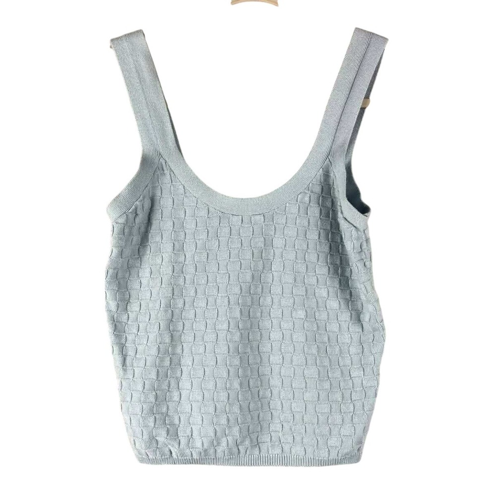 Abercrombie & Fitch Tank Top Womens Small Light Blue Textured Knit Scoop Neck